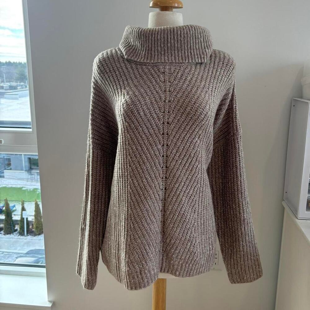 Time and Tru Brown Tan Knit Cowl Neck Soft Sweater Sz XL NWT